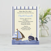 Invitation Ahoy Mate Blue Whale Baby shower 5x7 (Debout devant)