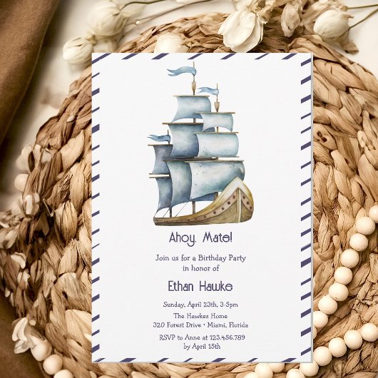 Invitation Ahoy mate Nautical anniversaire de enfant