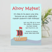 Invitation Ahoy Mates Black Red Sail Ship Anniversaire de enf (Debout devant)