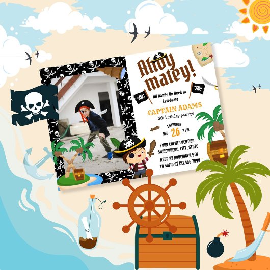 Invitation Ahoy Matey ! Anniversaire des Pirates Boys