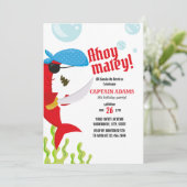 Invitation Ahoy Matey ! Anniversaire du pirate de requin roug (Debout devant)