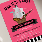 Invitation Ahoy Matey ! Baby shower fille pirate de bateau