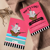 Invitation Ahoy Matey ! Baby shower fille pirate de bateau