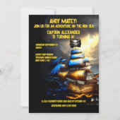 Invitation Ahoy matey de jolly roger de bateau pirate (Devant)