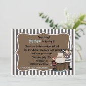 Invitation Ahoy Matey - Fête d'anniversaire de Pirate brun in (Debout devant)