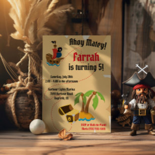 Invitation Ahoy Matey ! Fête d'anniversaire des enfants à thè