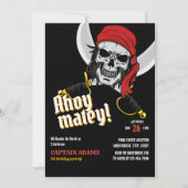 Invitation Ahoy Matey ! Mascotte de crâne des Pirates foncés  (Devant)