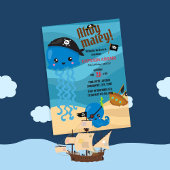 Invitation Ahoy Matey ! Octopus Pirates Boys Anniversaire
