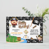 Invitation Ahoy Matey ! Pirate Boys Photo Anniversaire (Debout devant)