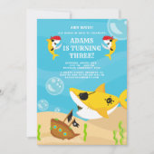 Invitation Ahoy Matey ! Pirate de requin jaune sous mer Anniv (Devant)
