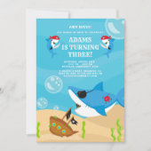 Invitation Ahoy Matey ! Pirate de requin sous la mer Annivers (Devant)