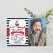 Invitation Ahoy Mateys ! Nautical Boys Photo Anniversaire (Debout devant)
