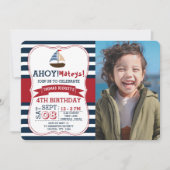 Invitation Ahoy Mateys ! Nautical Boys Photo Anniversaire (Devant)