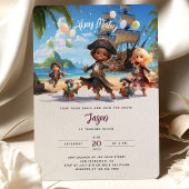 Invitation Ahoy Mateys ! Pirate Paradise Island Anniversaire 