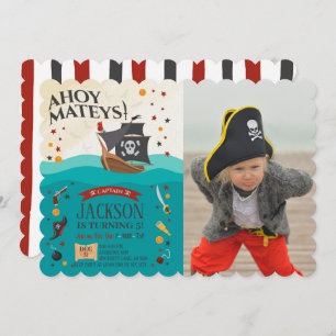 Invitation Ahoy Mateys Pirate Photo Anniversaire
