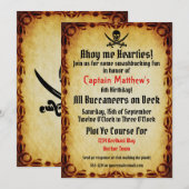 Invitation Ahoy Me Hearties Pirate Birthday Party (Devant / Derrière)
