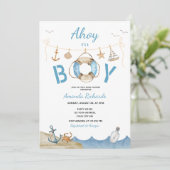 Invitation Ahoy nautique C'est un Baby shower garçon (Debout devant)