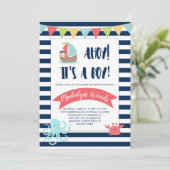 Invitation Ahoy nautique ! C'est un garçon ! Baby shower (Debout devant)