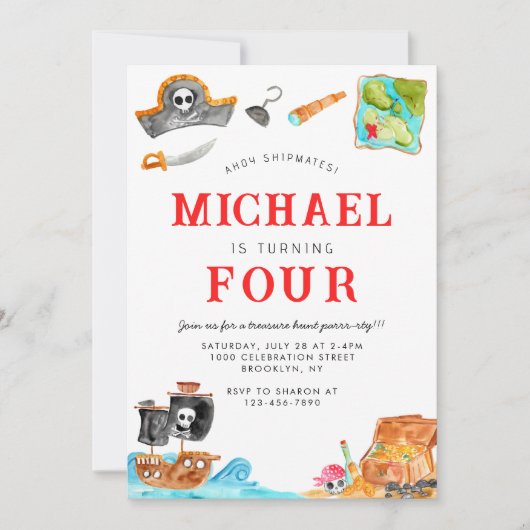 Invitation Ahoy Shipmates Treast Hunt Ship Pirate Anniversair (Devant)