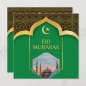 Invitation Aïd Moubarak en Arrière - plan vert (Devant / Derrière)