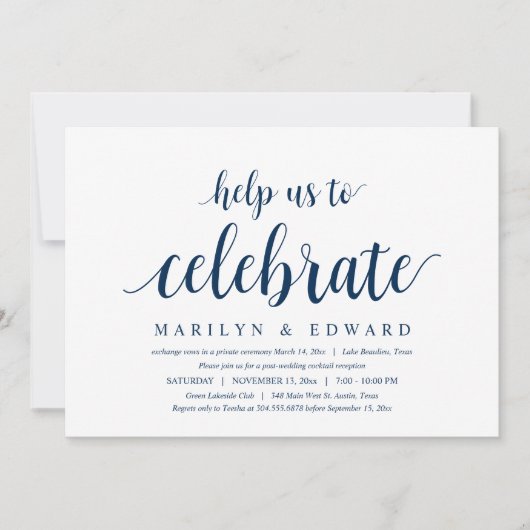 Invitation Aidez-nous à célébrer l'élopement de mariage moder (Devant)