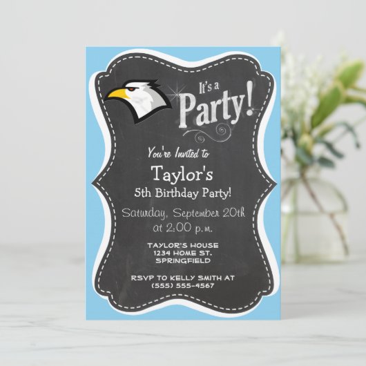 Invitation Aigle bleu bébé (Debout devant)