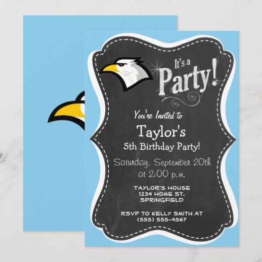 Invitation Aigle bleu bébé (Devant / Derrière)