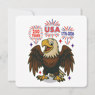 Invitation Aigle chauve avec feux d'artifice – États-Unis 250