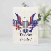 Invitation Aigle et drapeau patriotiques américains (Debout devant)