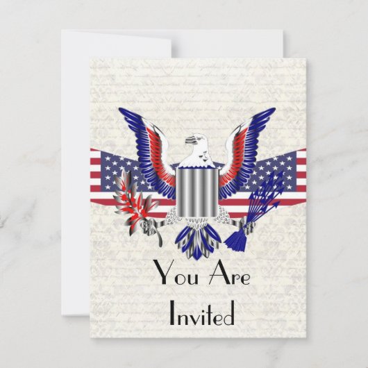 Invitation Aigle et drapeau patriotiques américains (Devant)