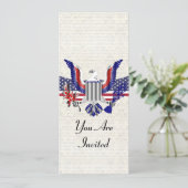 Invitation Aigle et drapeau patriotiques américains (Debout devant)