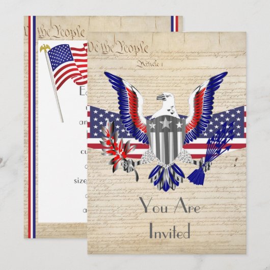 Invitation Aigle patriotique américain, drapeau et constituti (Devant / Derrière)