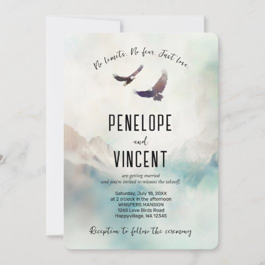 Invitation Aigles de vol aquarelle art (Devant)