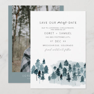 Invitation AIGRETTE Aquarelle Bleu Ardoise Sauvegarder Notre 