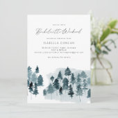 Invitation Aigrette Bleu Rustique Pin d'Hiver Enterrement de (Debout devant)