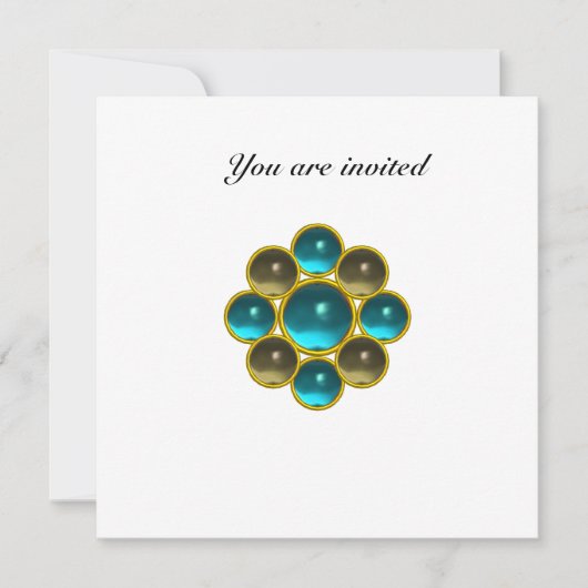 Invitation Aigue-marine agate blanche MON (Devant)