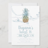 Invitation Aiguille bleu pâle Dusty Summer Sweet 16 Party (Devant)