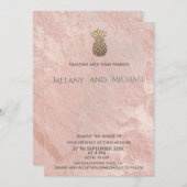 Invitation Aiguille minimaliste en marbre rosegold (Devant / Derrière)