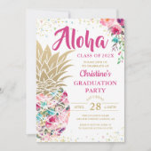 Invitation Aiguille rose tropicale Graduation florale (Devant)