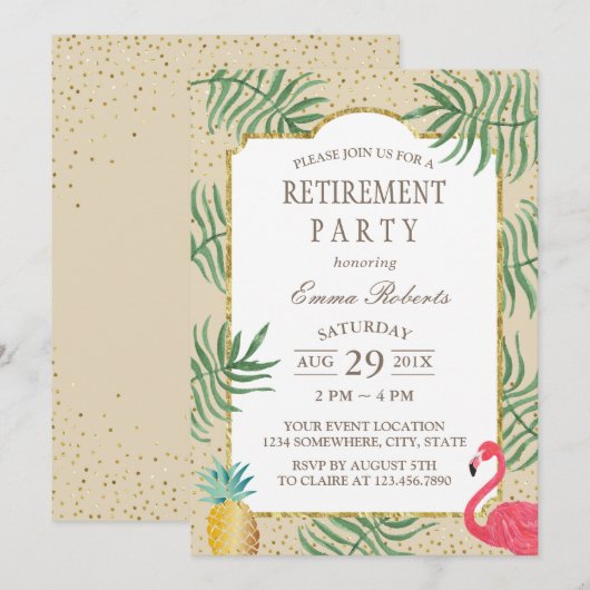 Invitation Aiguille tropicale Retraite de plage d'été (Devant / Derrière)