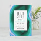 Invitation Aiguille verte et bleue et cadre douche nuptiale (Debout devant)