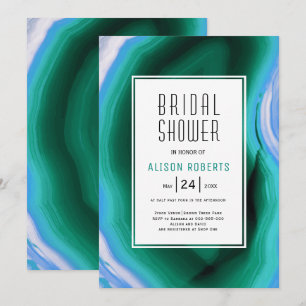 Invitation Aiguille verte et bleue et cadre douche nuptiale