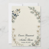 Invitation Aiguilles de pin, Edelweiss, Fleurs blanches, Gauf (Dos)
