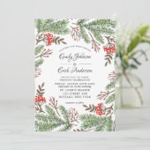 Invitation Aiguilles de pin rouge et vert Berry Mariage de No (Debout devant)