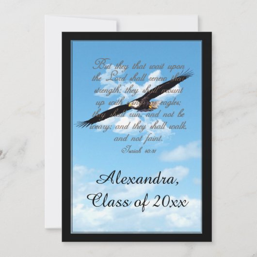 Invitation Ailes comme Eagles Bible Verse Graduation chrétien (Devant)
