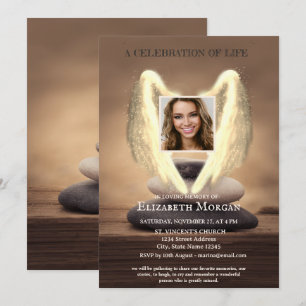 Invitation Ailes d'ange Pierres Zen Zen Photo Célébration de