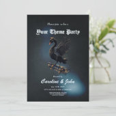 Invitation Ailes de liberté le cygne noir sur le skateboard. (Debout devant)