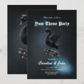 Invitation Ailes de liberté le cygne noir sur le skateboard. (Devant / Derrière)