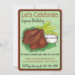 Invitation Ailes de poulet chaudes Fêtons l'anniversaire