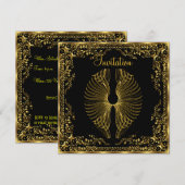Invitation Ailes d'Or Élégante Populaire (Devant / Derrière)